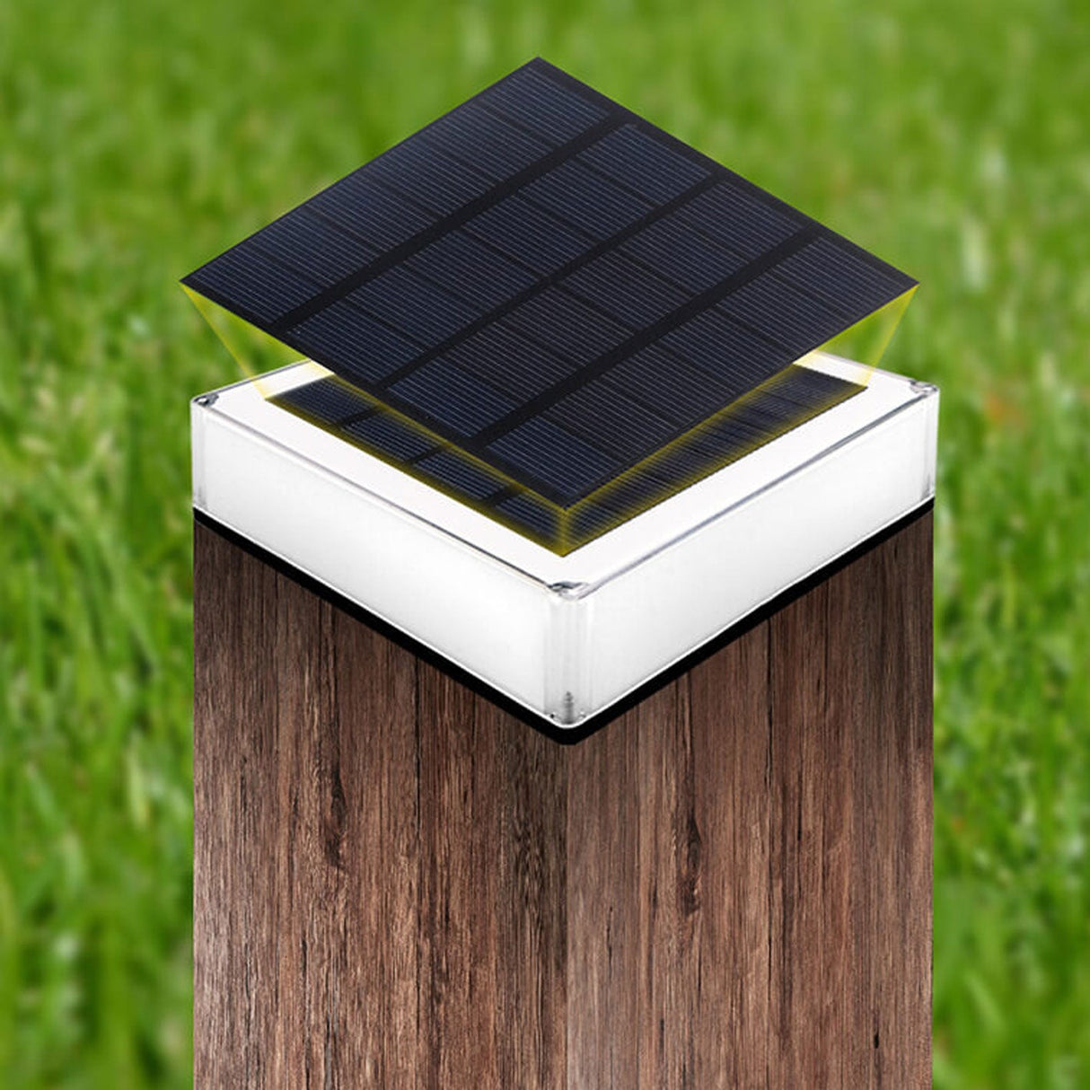 Modern Solar RGB Square Post Head Light for Outdoor Garden & Landscape Lighting