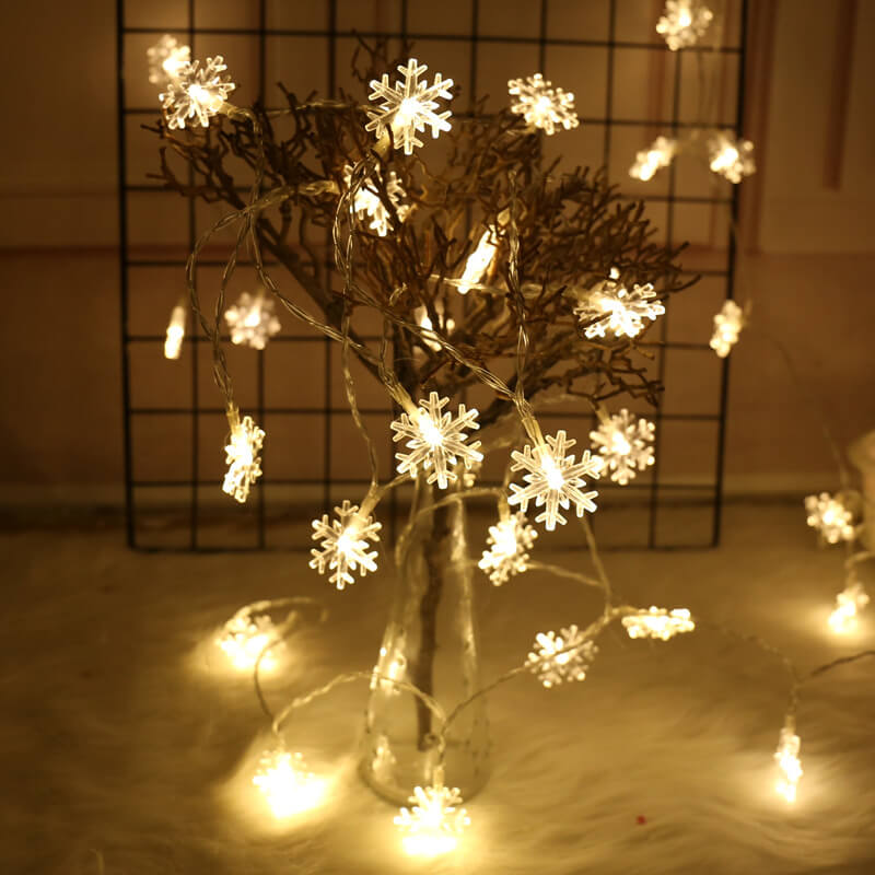 Colorful Snowflake LED String Lights, 20-LED Outdoor Waterproof Christmas Decor