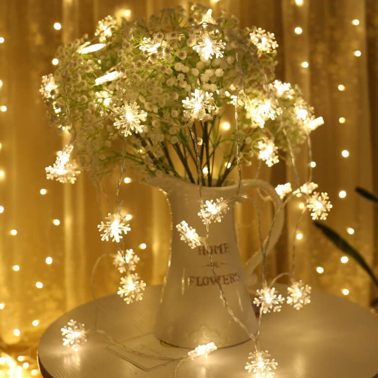 Colorful Snowflake LED String Lights, 20-LED Outdoor Waterproof Christmas Decor