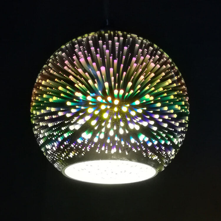 Modern 3D Colorful Fireworks Glass Pendant Light – 1-Light Dome Pendant Fixture