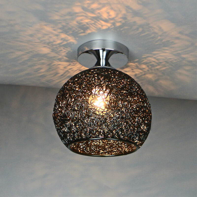 Modern Colorful 1-Light Dome Semi-Flush Ceiling Light