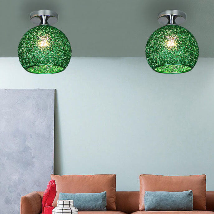 Modern Colorful 1-Light Dome Semi-Flush Ceiling Light