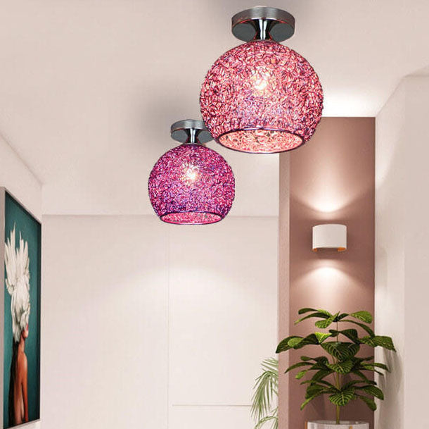 Modern Colorful 1-Light Dome Semi-Flush Ceiling Light