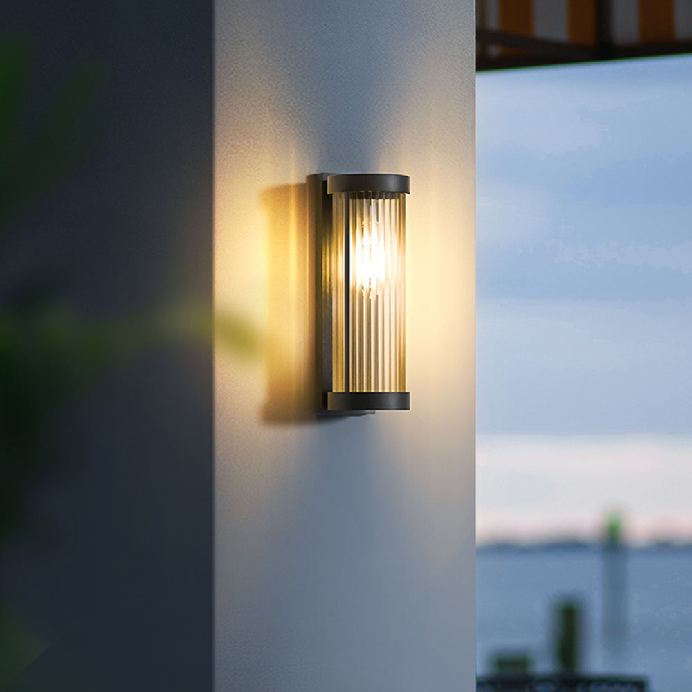 Solar-Powered Wall Lamp with a Modern Metal and Glass Body