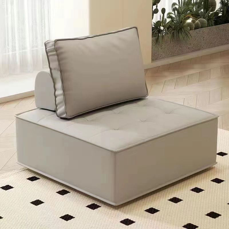 Modern Minimalist Square Sofa with Backrest — Carbon Steel Frame, Linen-Textured Technical Fabric Upholstery, Living Room