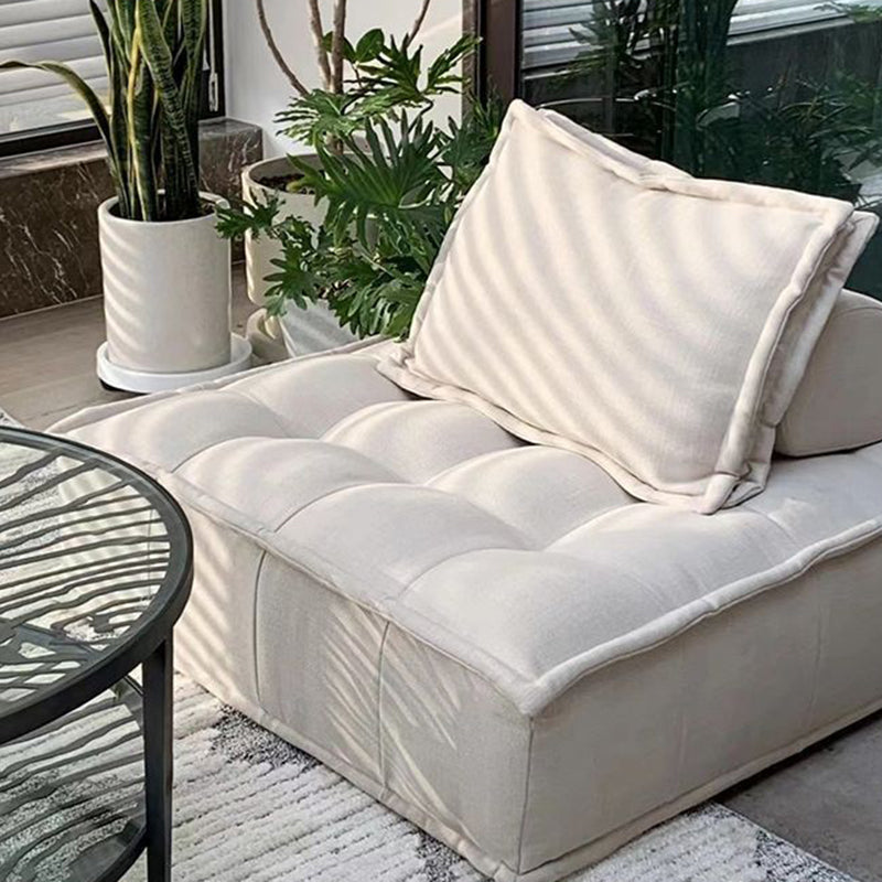 Modern Minimalist Square Sofa with Backrest — Carbon Steel Frame, Linen-Textured Technical Fabric Upholstery, Living Room