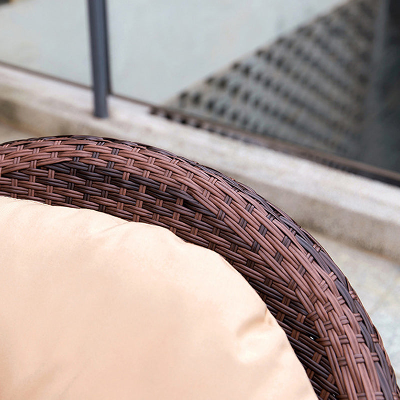 Modern Minimalist Round Sponge Cushion Sofa with PE Rattan Weaving - Backrest & Armrest for Outdoor Patios