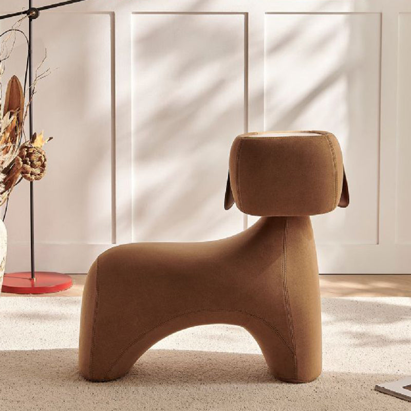Contemporary Dog-Design Carbon Steel Stool with Brushed Velvet Finish and Rotating Head – Kids’ Stool for Living Room