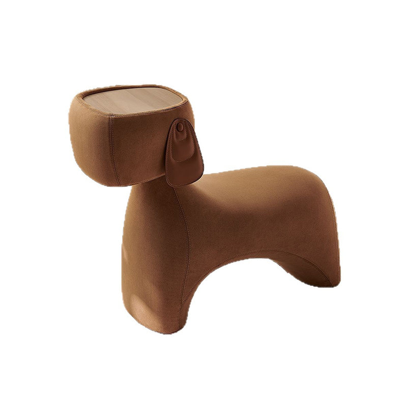 Contemporary Dog-Design Carbon Steel Stool with Brushed Velvet Finish and Rotating Head – Kids’ Stool for Living Room