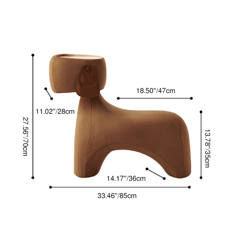Contemporary Dog-Design Carbon Steel Stool with Brushed Velvet Finish and Rotating Head – Kids’ Stool for Living Room