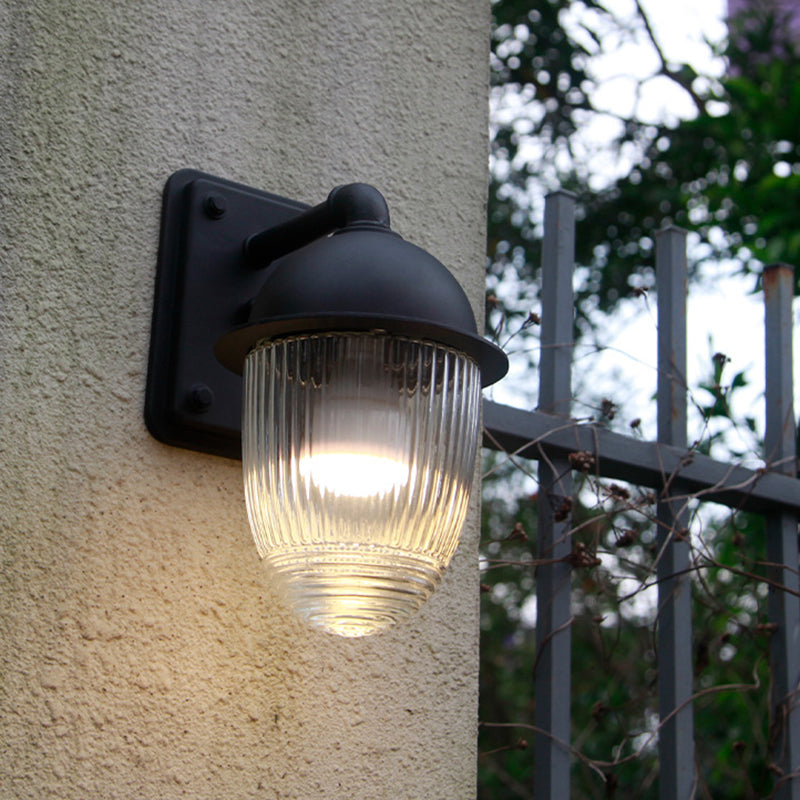 Modern Minimalist Nut-Shape Outdoor Wall Sconce - Waterproof Aluminum & Glass, 1-Light Garden Lamp