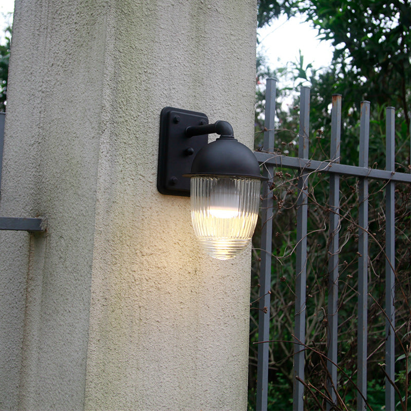 Modern Minimalist Nut-Shape Outdoor Wall Sconce - Waterproof Aluminum & Glass, 1-Light Garden Lamp