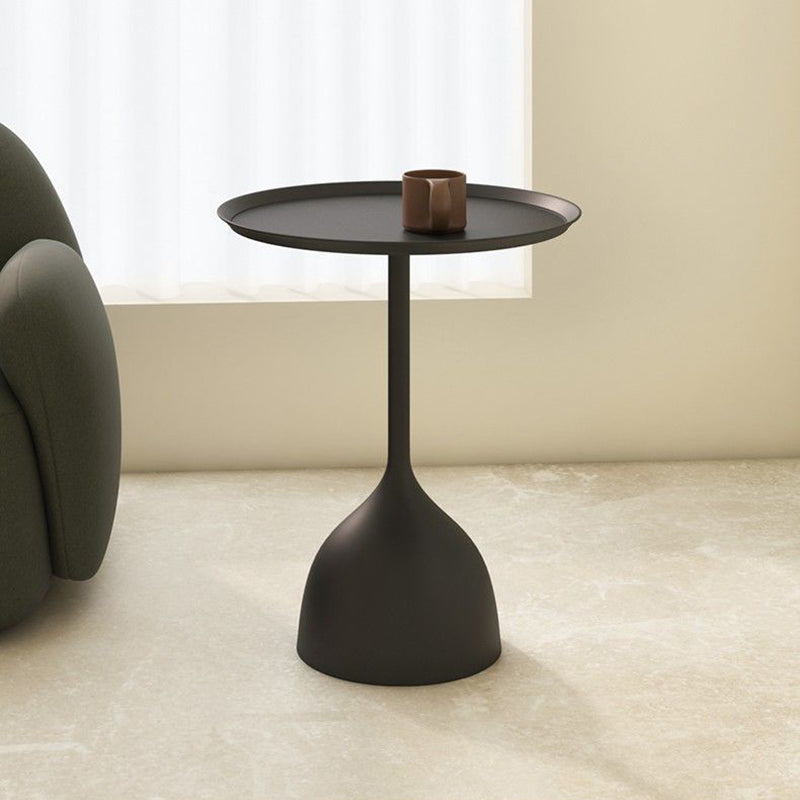 Sleek Modern Round Iron Coffee Table - 1-Tier Minimalist Design for Living Room