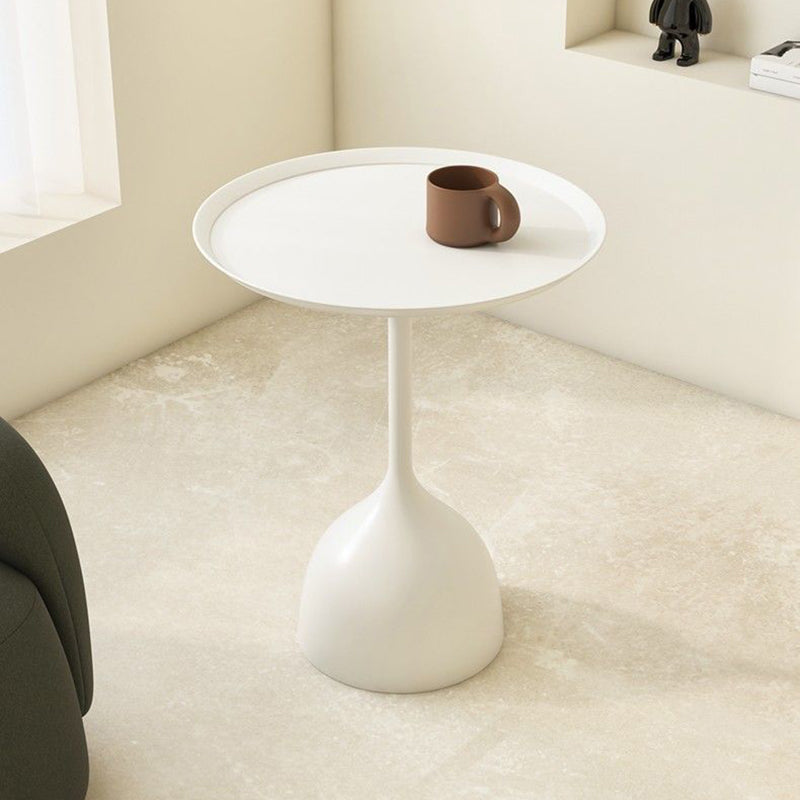 Sleek Modern Round Iron Coffee Table - 1-Tier Minimalist Design for Living Room
