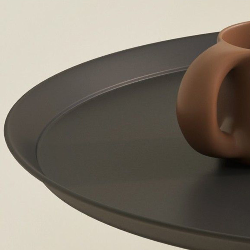 Sleek Modern Round Iron Coffee Table - 1-Tier Minimalist Design for Living Room
