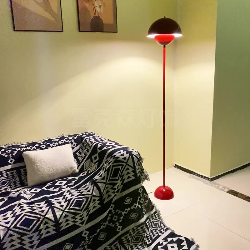 Contemporary Scandinavian Iron Floor Lamp with Mushroom Lampshade – Modern Standing Light for Living Room