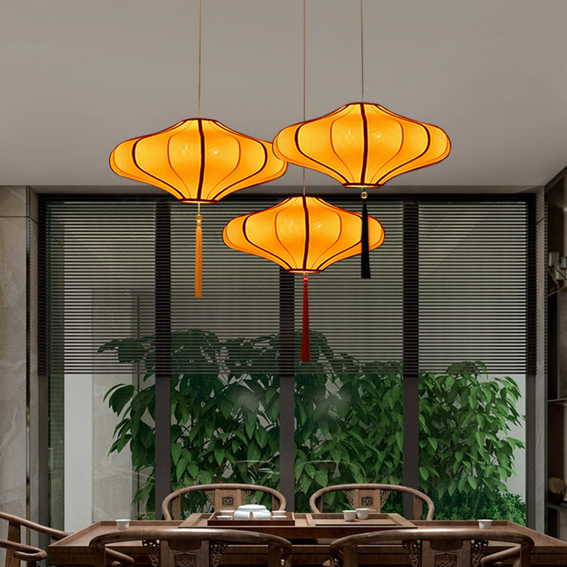 Traditional Chinese Lantern-Style Fabric Lampshade with Hardware β 1/3 Scale Chandelier for Dining Room