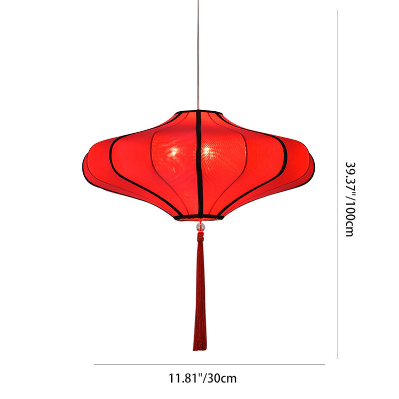 Traditional Chinese Lantern-Style Fabric Lampshade with Hardware β 1/3 Scale Chandelier for Dining Room