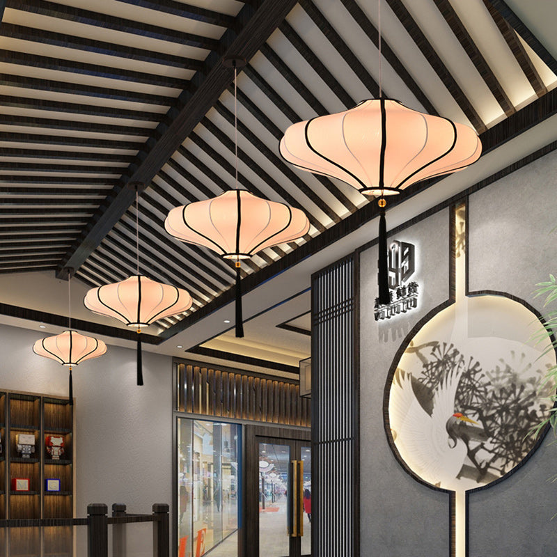 Traditional Chinese Lantern-Style Fabric Lampshade with Hardware β 1/3 Scale Chandelier for Dining Room