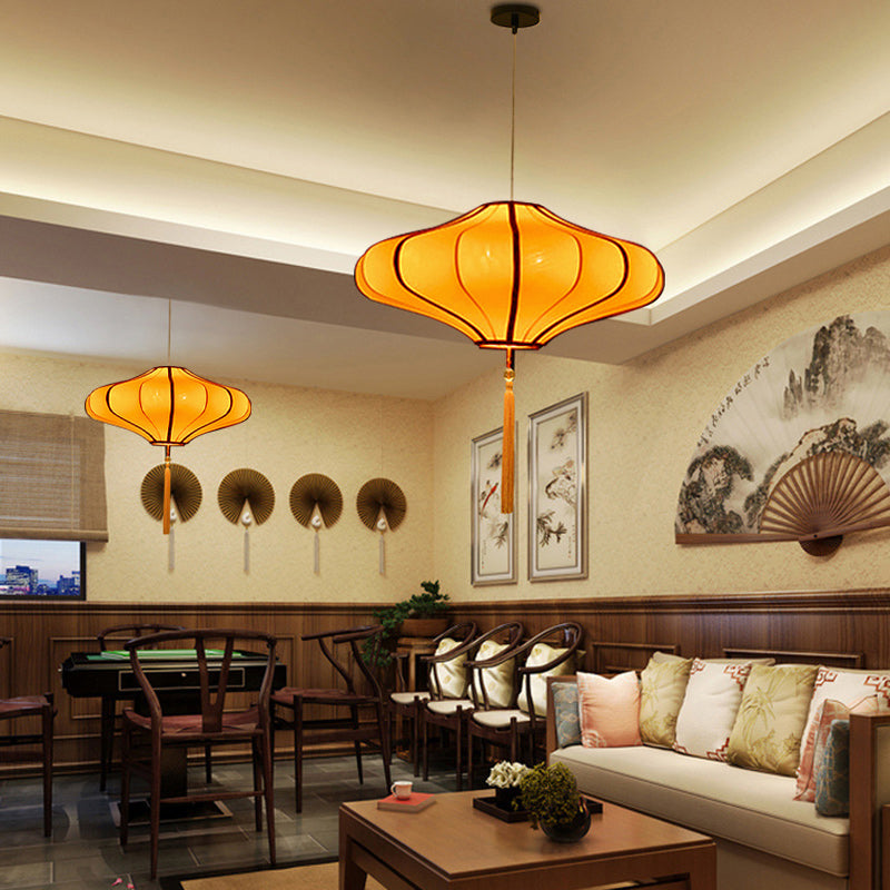 Traditional Chinese Lantern-Style Fabric Lampshade with Hardware β 1/3 Scale Chandelier for Dining Room