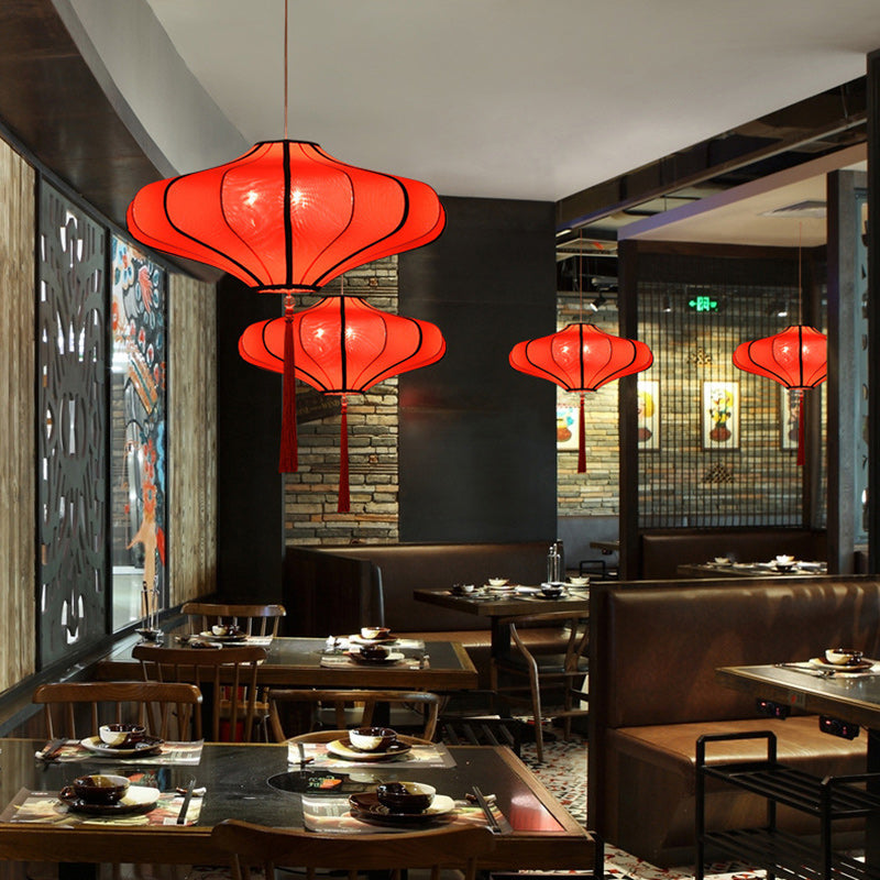 Traditional Chinese Lantern-Style Fabric Lampshade with Hardware β 1/3 Scale Chandelier for Dining Room
