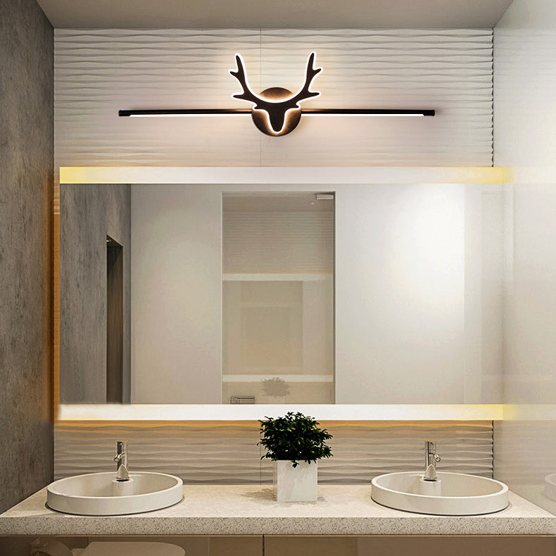 Scandinavian-Style Deer Silhouette LED Vanity Light - Iron & Acrylic Front Wall Sconce for Bathroom Mirror