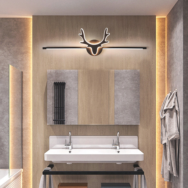 Scandinavian-Style Deer Silhouette LED Vanity Light - Iron & Acrylic Front Wall Sconce for Bathroom Mirror