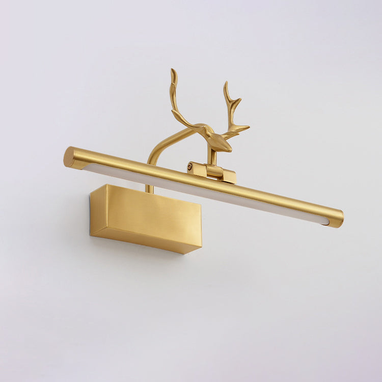 Contemporary Copper Deer LED Vanity Light with Acrylic Finish — Mirror-Front Wall Sconce for Bathroom