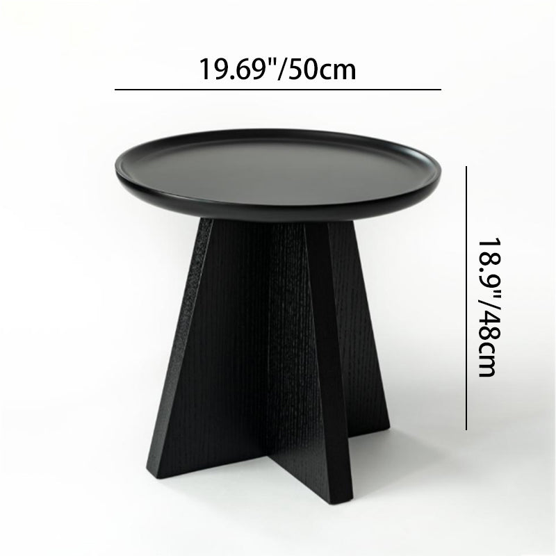Sleek Modern Round Side Table with Raised Edge — Solid Multi-Layer Wood & E1 MDF, Perfect for Living Room & Bedroom