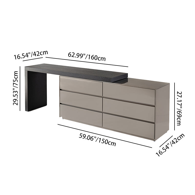 Chic Modern Minimalist E1 MDF Makeup Vanity with 3/6-Drawer Storage Cabinet – Perfect Bedroom Vanity Table