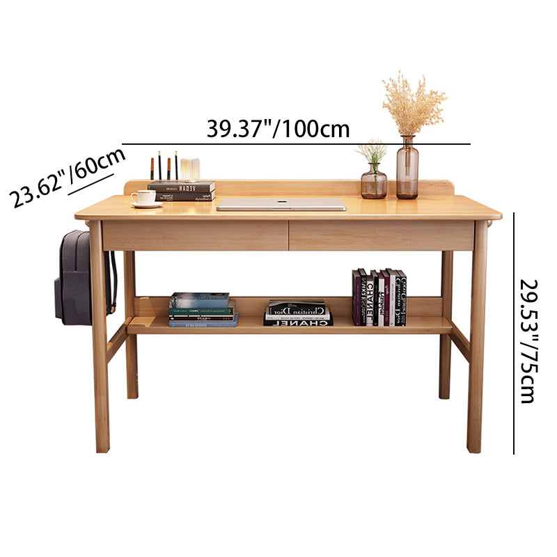 Traditional Chinese Solid Wood Desk & Chair Set with Rounded Rectangular Corner Design – Plywood Construction, Bedroom Furniture