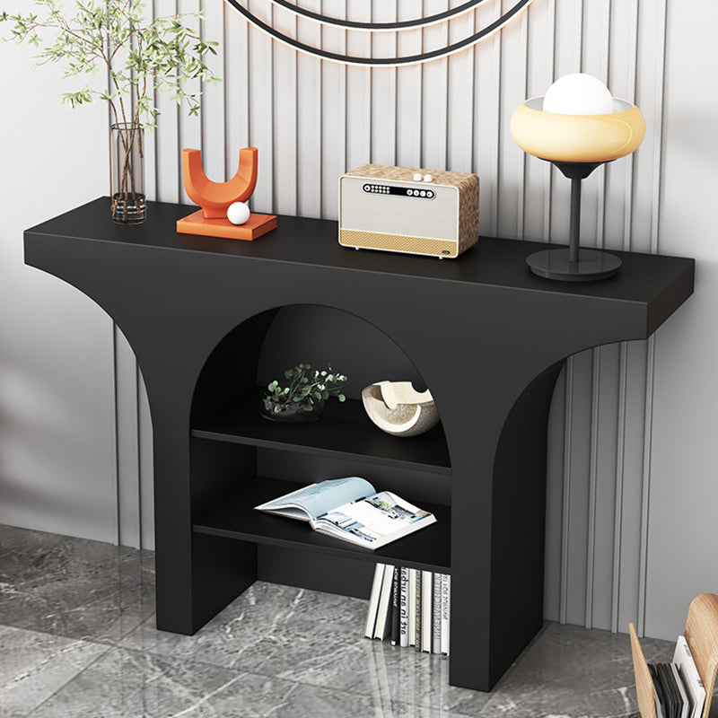 Nordic-Style Contemporary Arched Console Table – 3-Tier, Solid Wood & Particleboard, Living Room