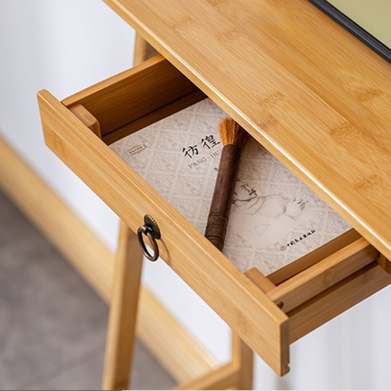 Elegant Traditional Chinese Nan Bamboo Rectangular Console Table - 1-Drawer, Ideal for Living Room or Entryway