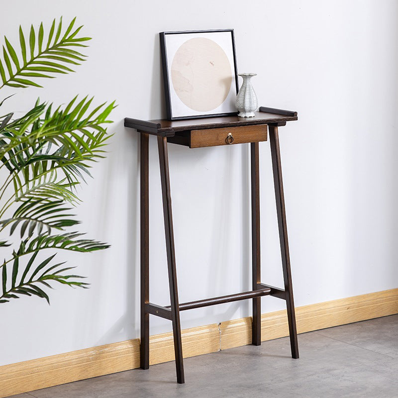 Elegant Traditional Chinese Nan Bamboo Rectangular Console Table - 1-Drawer, Ideal for Living Room or Entryway