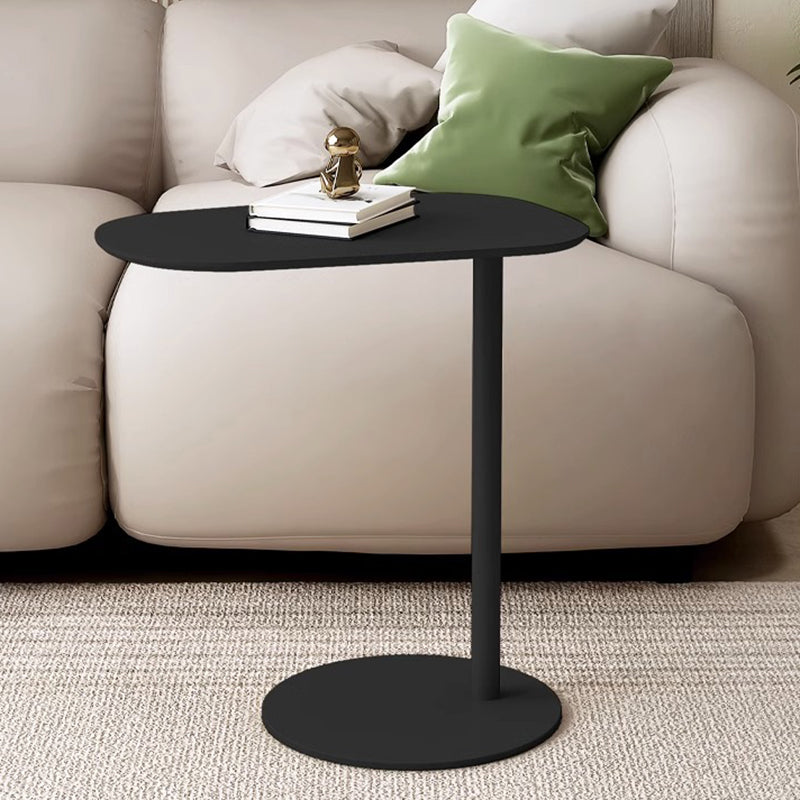 Modern Minimalist Round Wrought Iron End Table - 1-Tier Living Room Side Table