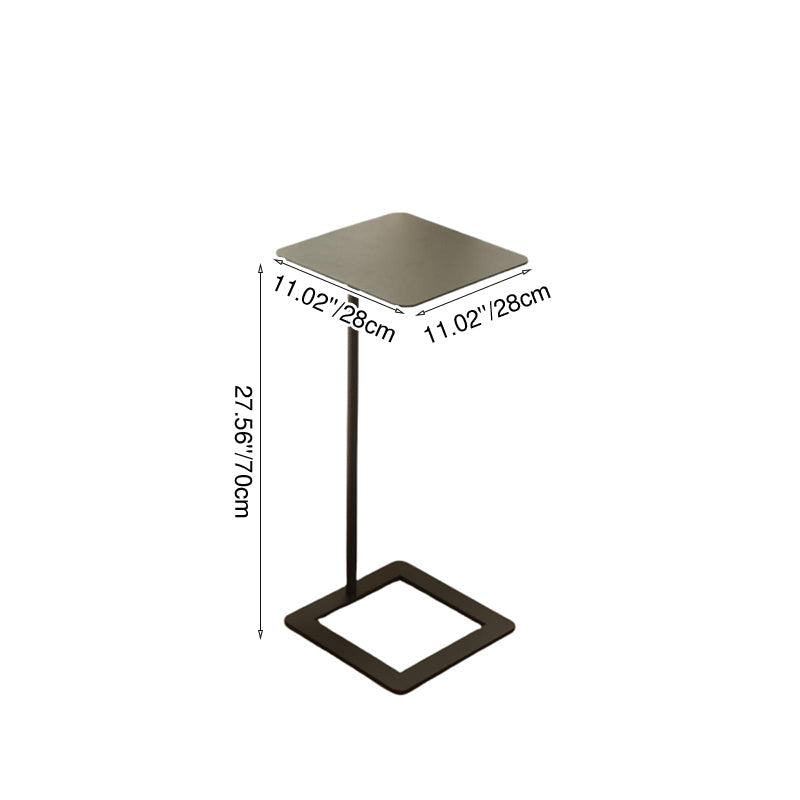 Modern Minimalist Square Wrought Iron Side Table with Rounded Corners, 1-Tier for Living Room