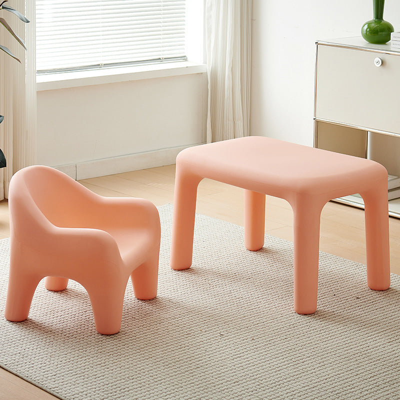 Chic Modern Minimalist Rectangular PE Kids Desk & Chair Set for Bedroom & Living Room