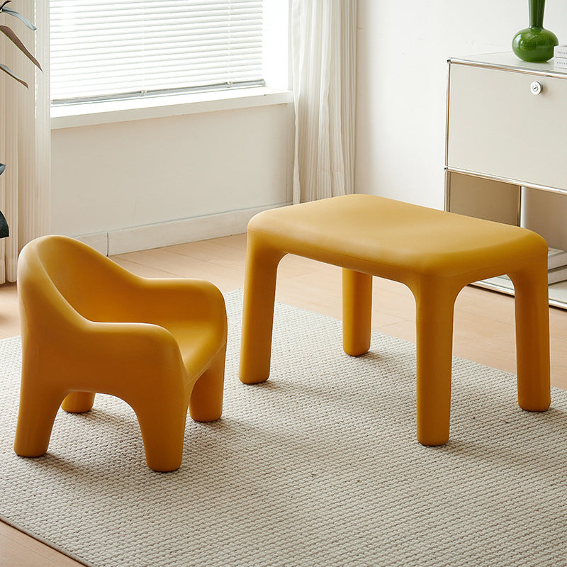 Chic Modern Minimalist Rectangular PE Kids Desk & Chair Set for Bedroom & Living Room