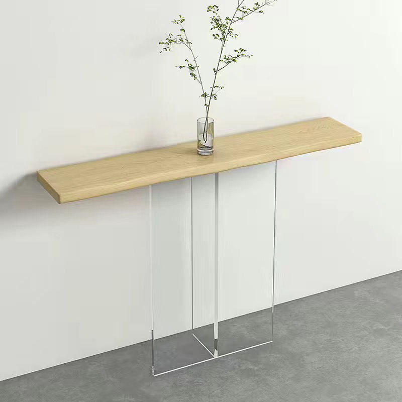 Sleek Pine Wood & Acrylic Console Table – Modern Minimalist Rectangular Entryway Table