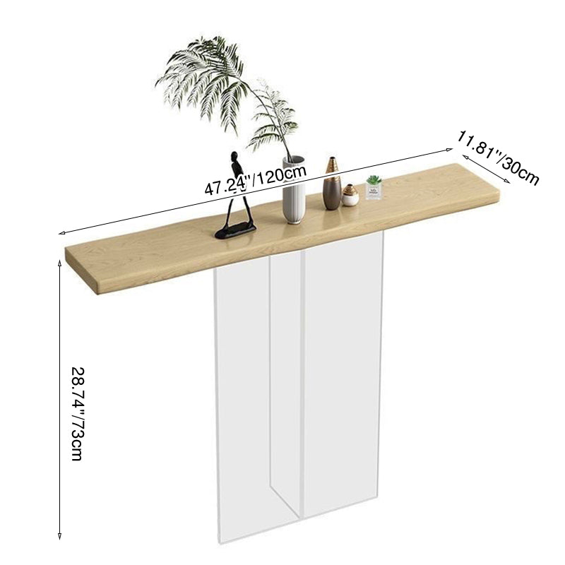 Sleek Pine Wood & Acrylic Console Table – Modern Minimalist Rectangular Entryway Table