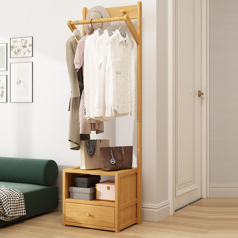Sleek Modern Bamboo & MDF Hall Tree — Rectangular Design with 1 Cabinet and 2-Tier Storage for Bedroom & Living Room
