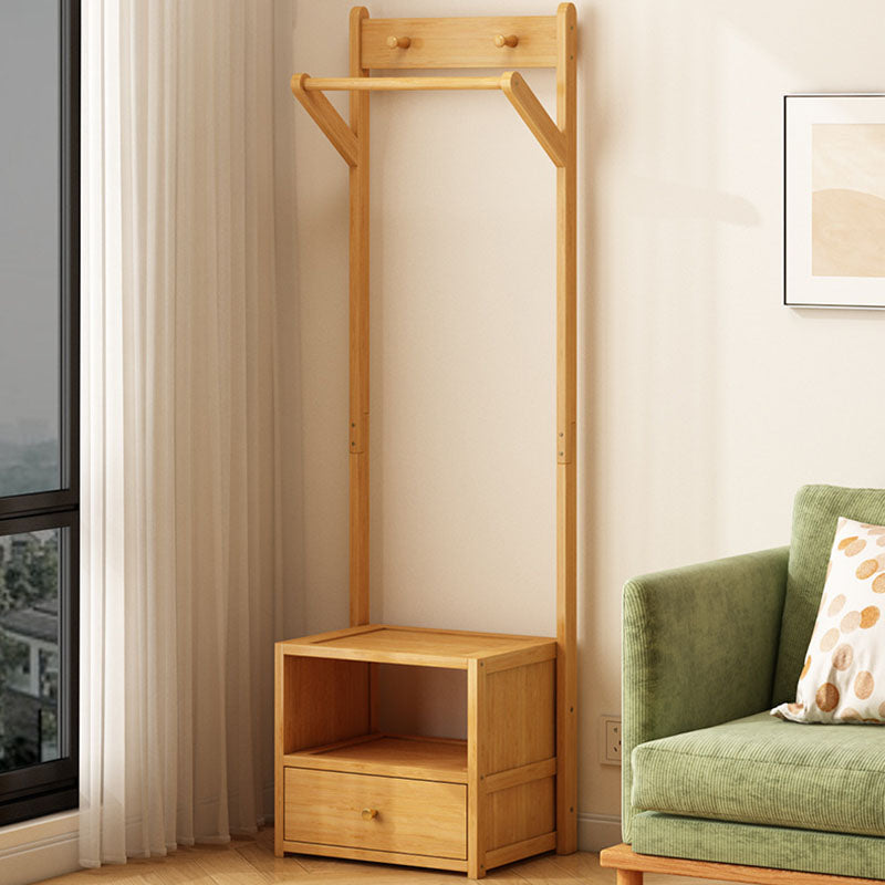 Sleek Modern Bamboo & MDF Hall Tree — Rectangular Design with 1 Cabinet and 2-Tier Storage for Bedroom & Living Room
