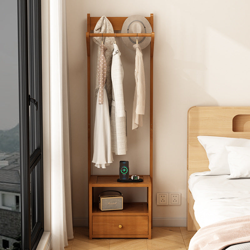 Sleek Modern Bamboo & MDF Hall Tree — Rectangular Design with 1 Cabinet and 2-Tier Storage for Bedroom & Living Room