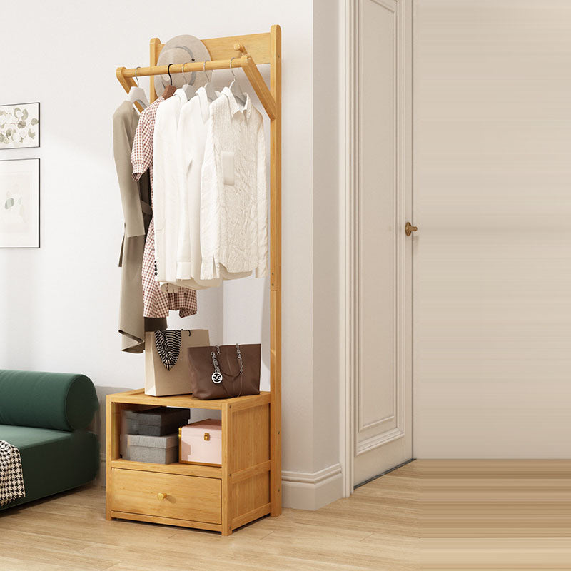 Sleek Modern Bamboo & MDF Hall Tree — Rectangular Design with 1 Cabinet and 2-Tier Storage for Bedroom & Living Room