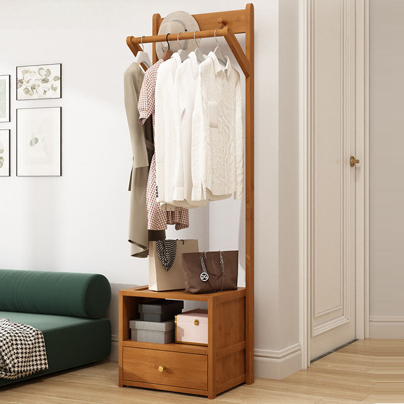 Sleek Modern Bamboo & MDF Hall Tree — Rectangular Design with 1 Cabinet and 2-Tier Storage for Bedroom & Living Room