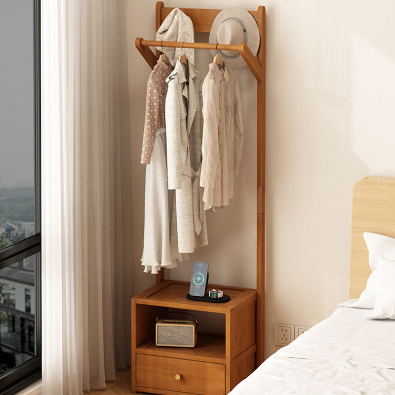 Sleek Modern Bamboo & MDF Hall Tree — Rectangular Design with 1 Cabinet and 2-Tier Storage for Bedroom & Living Room