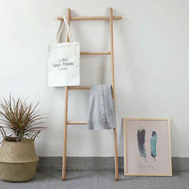 Elegant Modern Solid-Wood Ladder Hall Tree with Towel & Garment Rack – Space-Saving Organizer for Bedroom & Bathroom