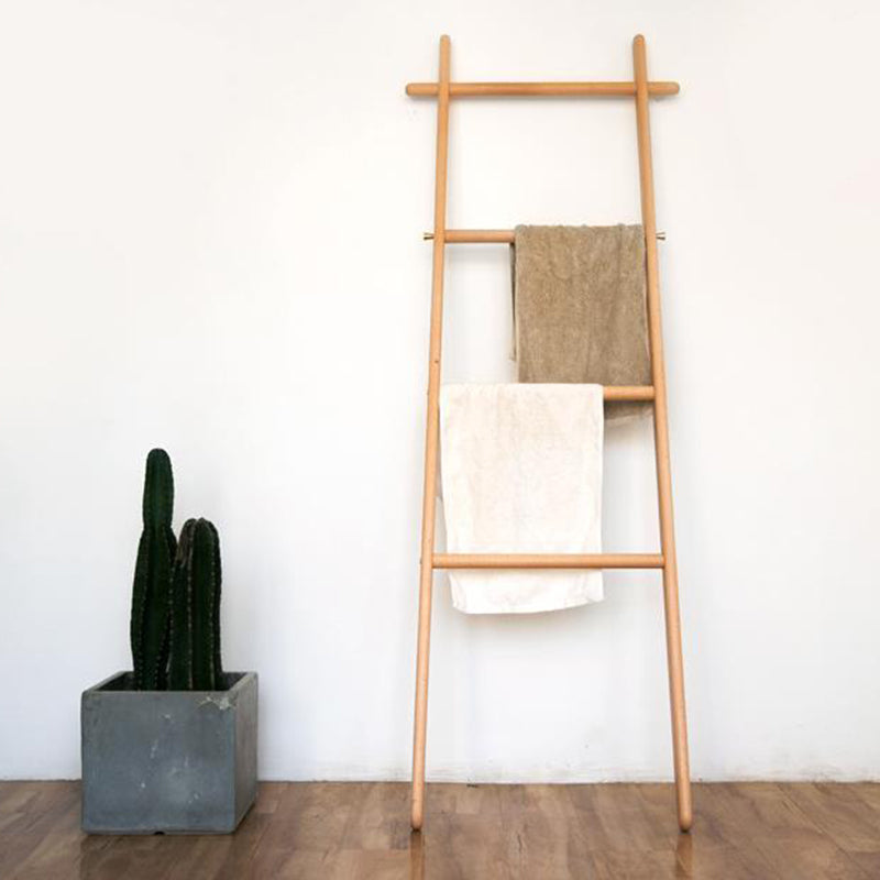 Elegant Modern Solid-Wood Ladder Hall Tree with Towel & Garment Rack – Space-Saving Organizer for Bedroom & Bathroom