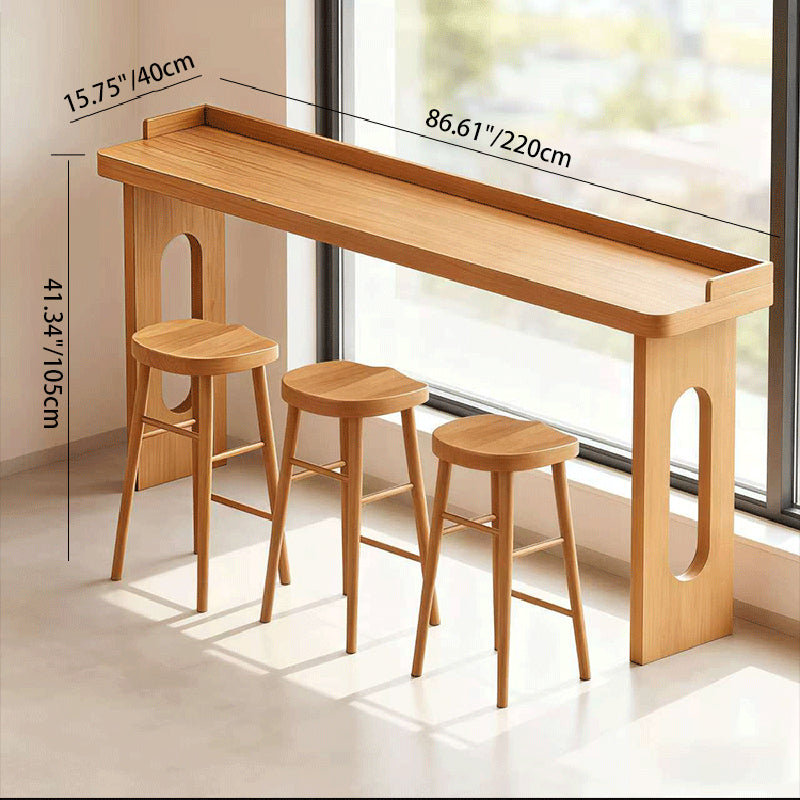 Elegant Modern Minimalist Solid Wood Rectangular Bar Table for Dining Rooms & Cafés
