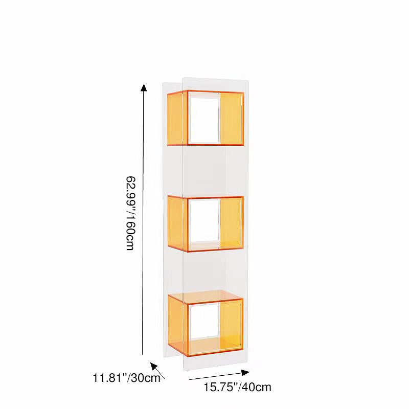 Sleek Modern Acrylic 5-Tier Rectangular Storage Shelf with Open-Display Bookcase for Living Room & Home Office